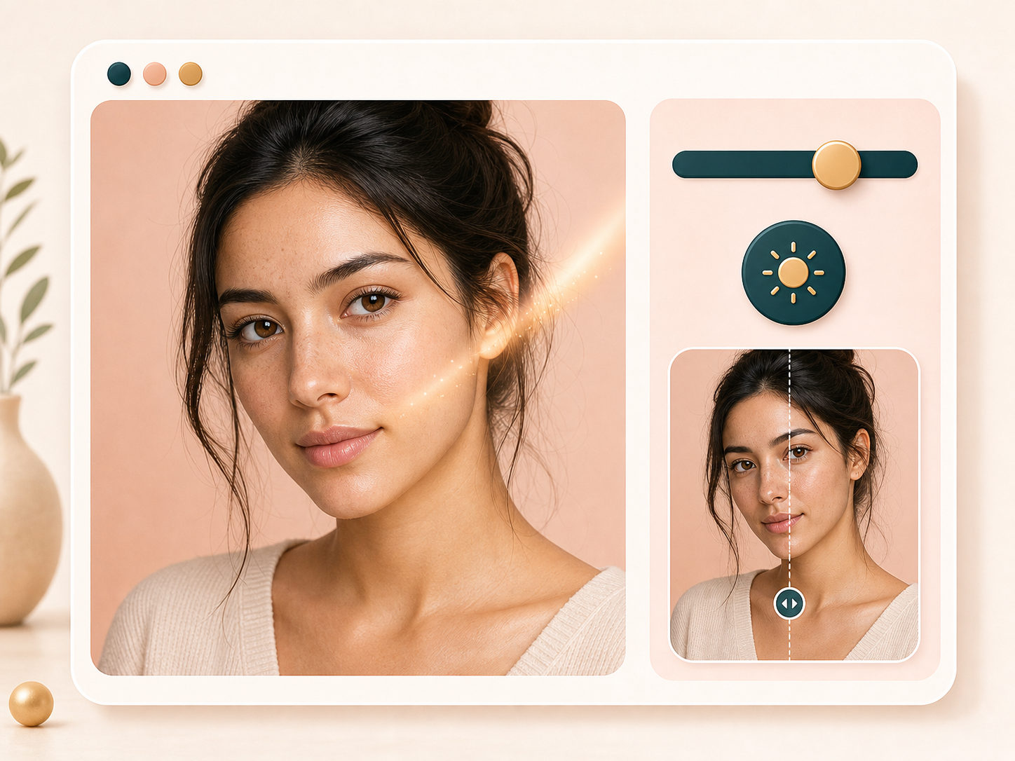 Tone brightening control for a balanced AI beauty filter result