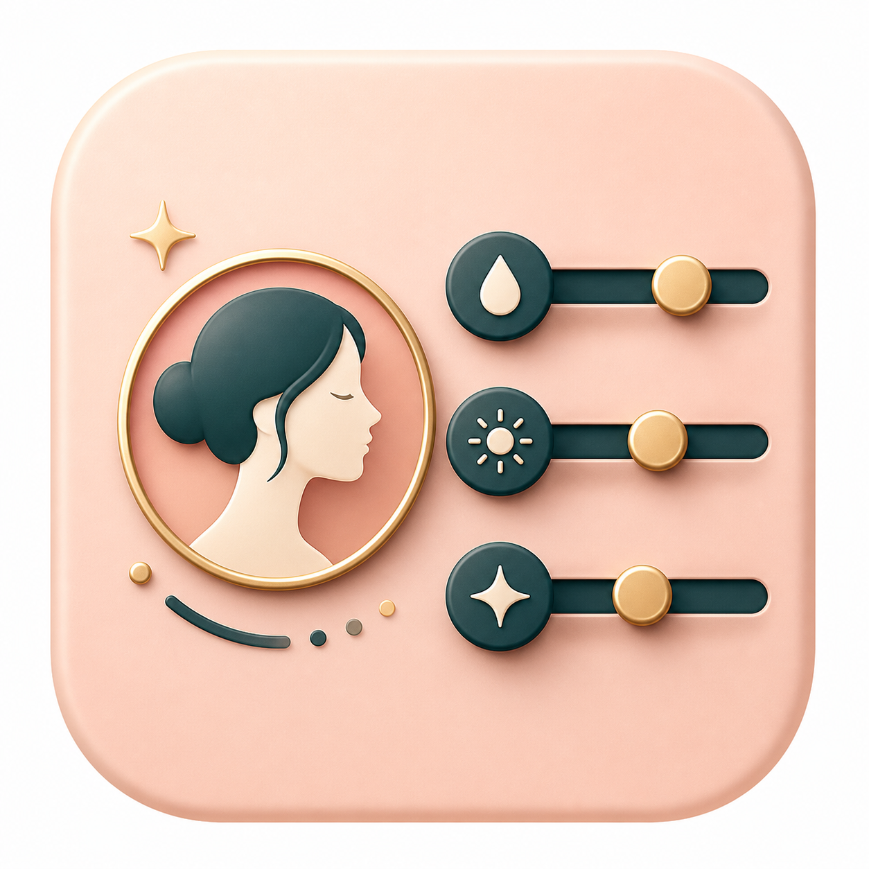 Icon showing three controls for an adjustable AI beauty filter