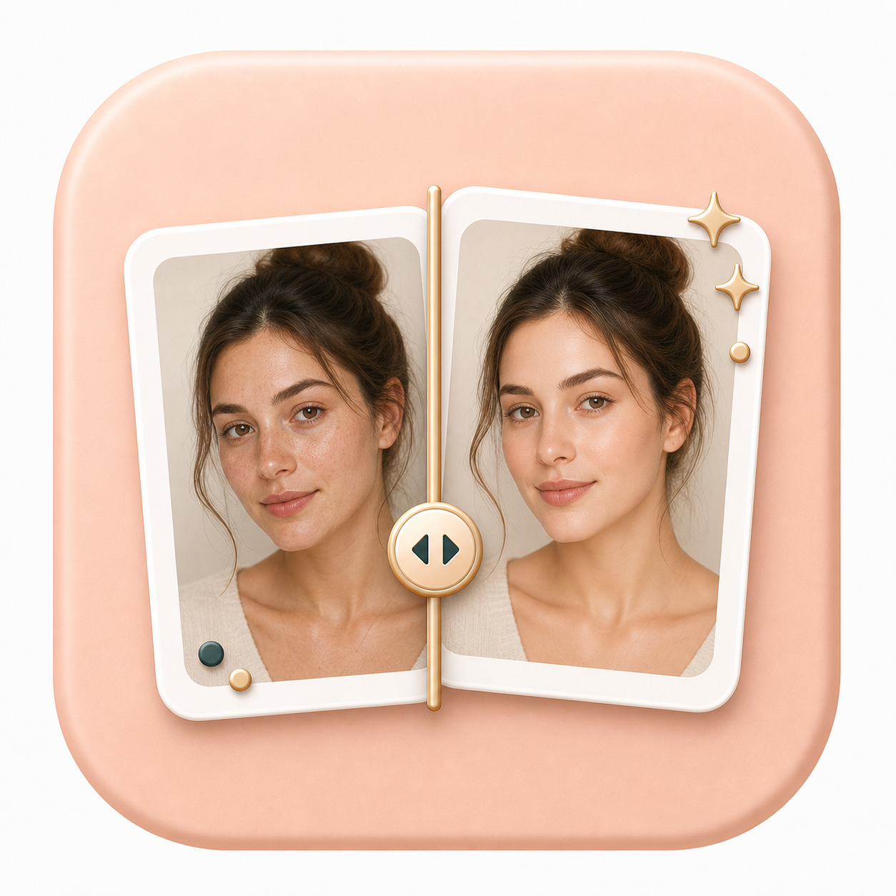 Icon showing two portrait cards with a comparison handle
