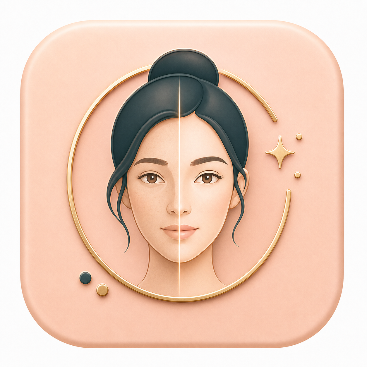 Icon showing a natural before and after face refinement