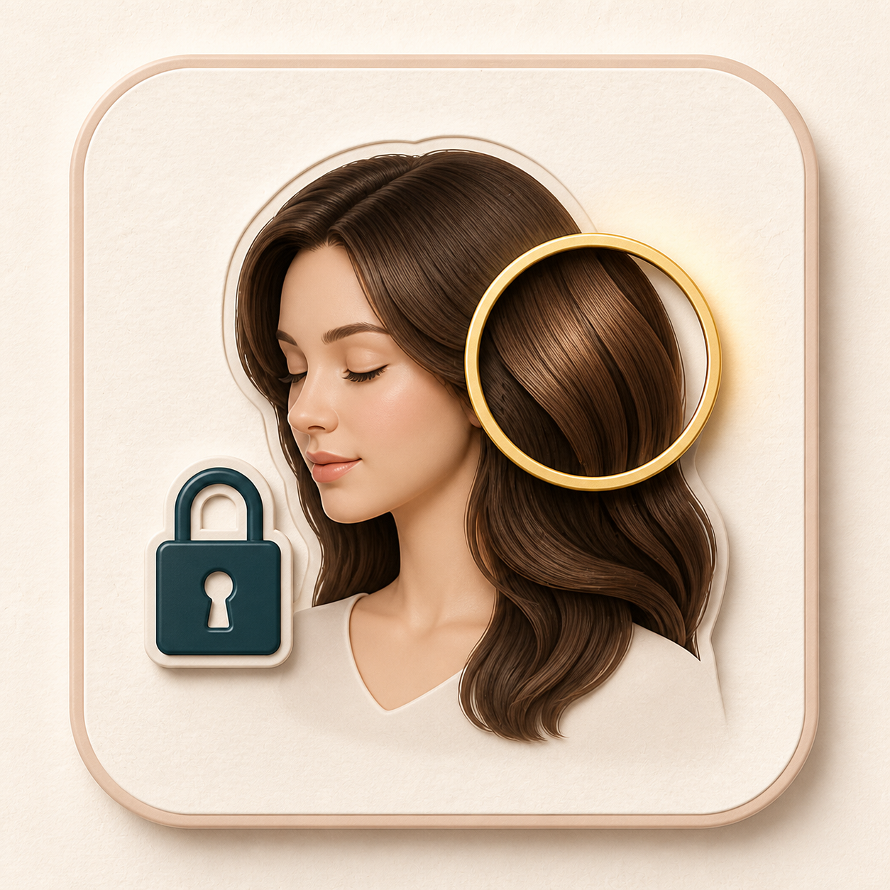Icon showing a locked portrait outline and highlighted hair color area