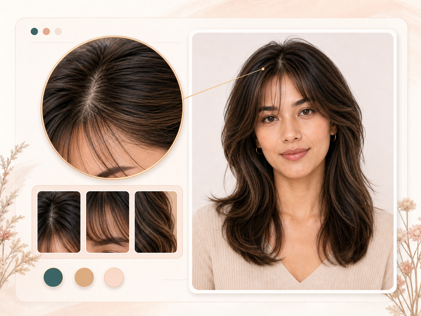 Hairline and strand texture detail for a realistic AI hairstyle preview
