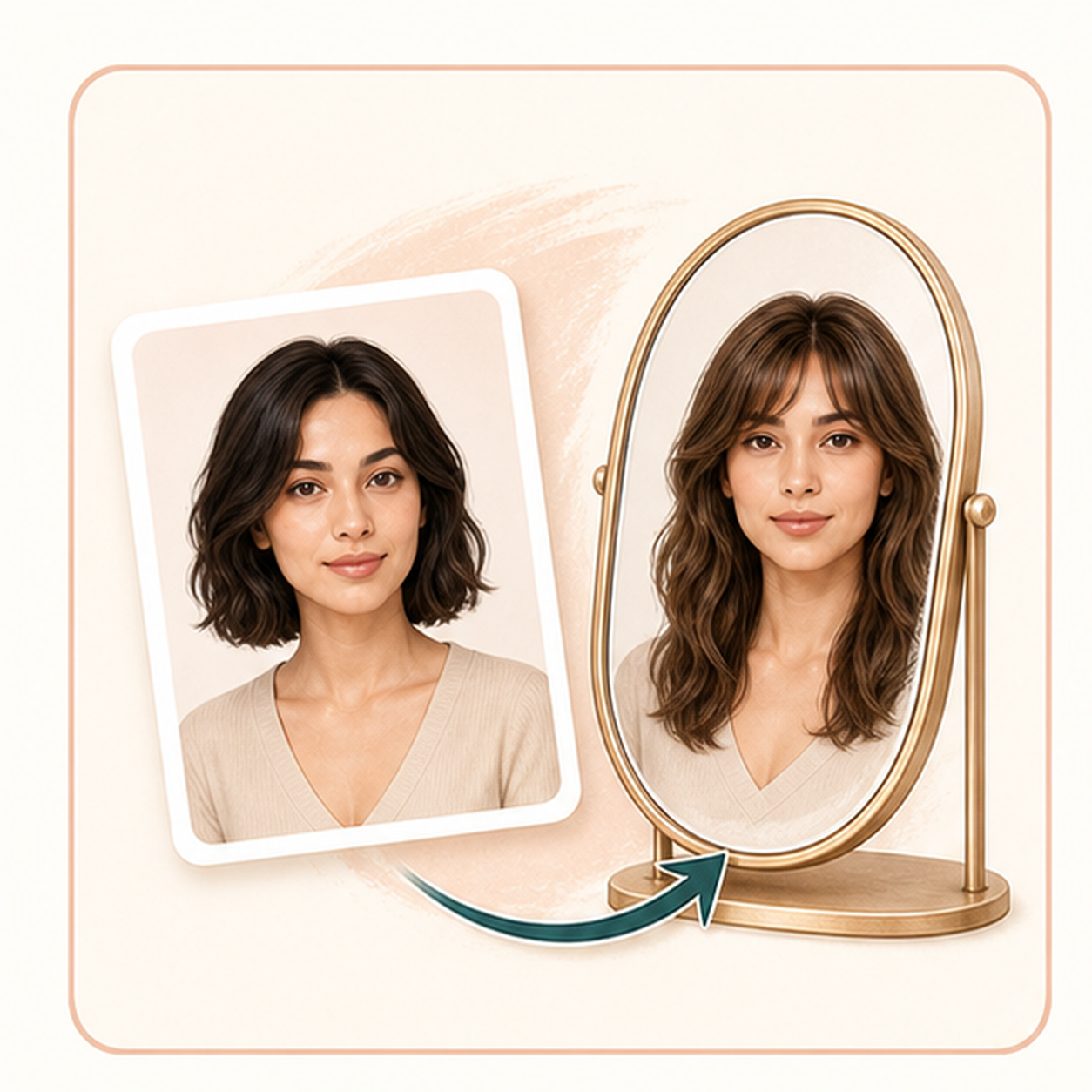 Icon showing a haircut preview beside a salon mirror
