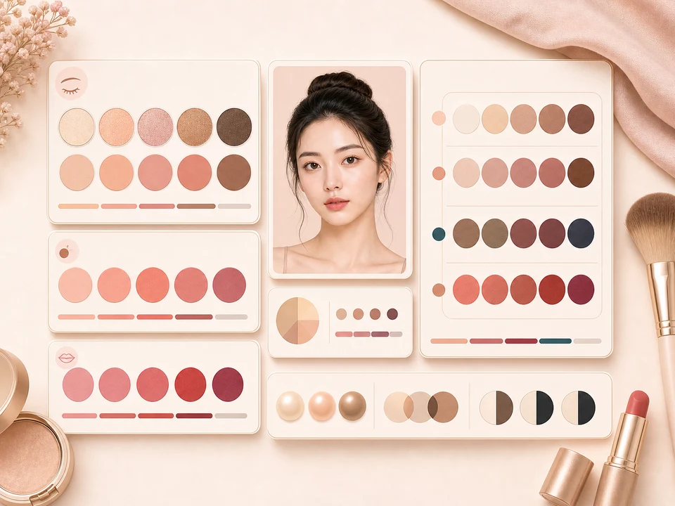 Makeup color palette swatches for AI makeup analysis