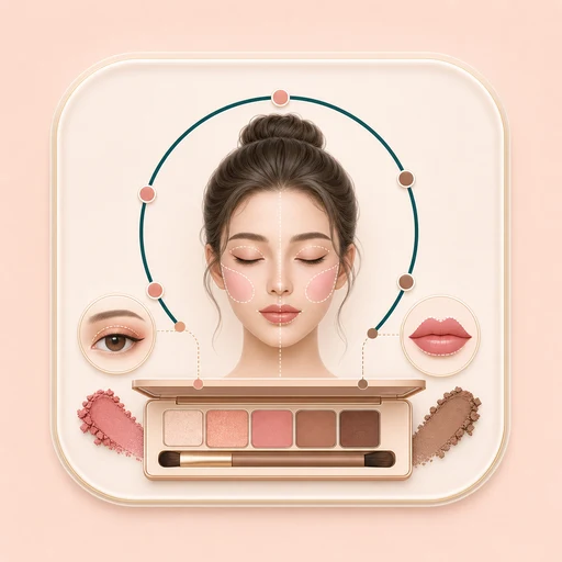 Icon of cosmetic colors and placement cues for AI makeup analysis