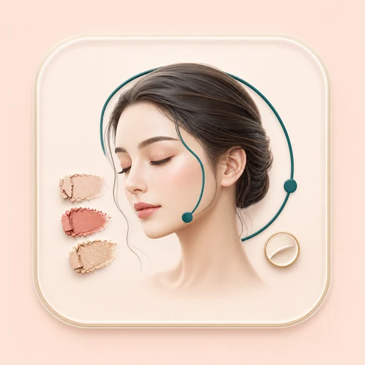 Icon of a portrait with makeup swatches for personal makeup direction