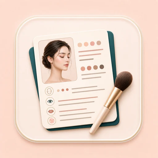 Icon of a beauty note card and makeup brush for written makeup guidance