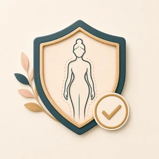 Icon showing a protective shield beside a skin analysis outline