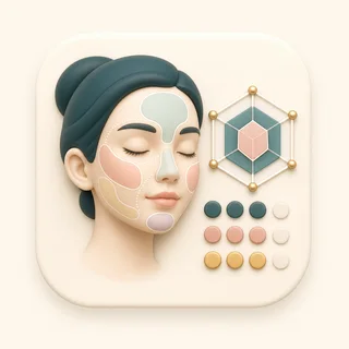 Icon showing a face zone map and skin tendency chart