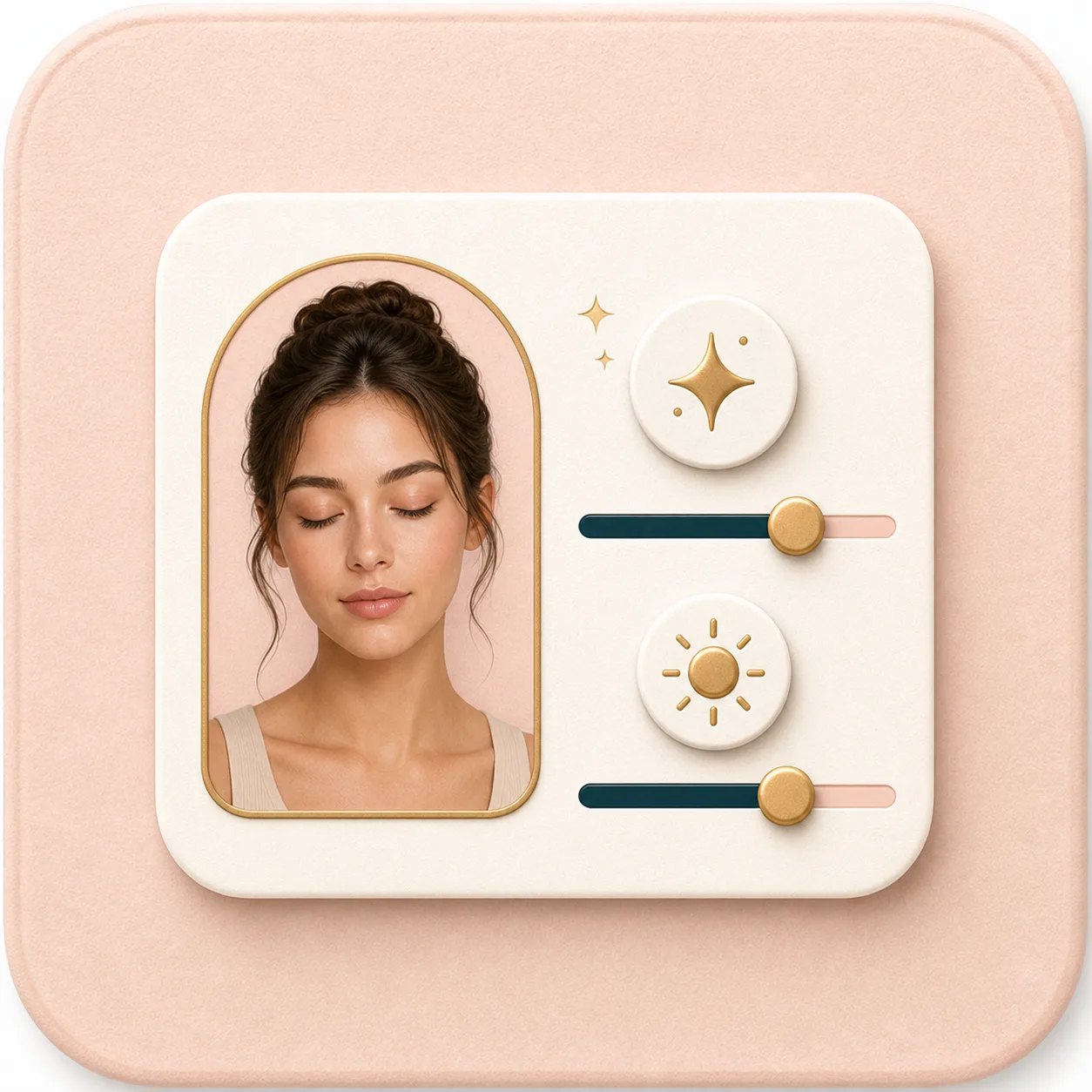 Icon showing two adjustable controls for AI skin retouching