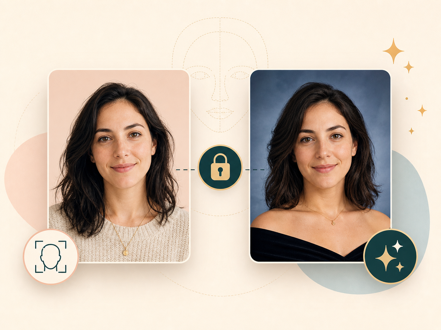 AI portrait prompt preserving face shape while changing yearbook styling