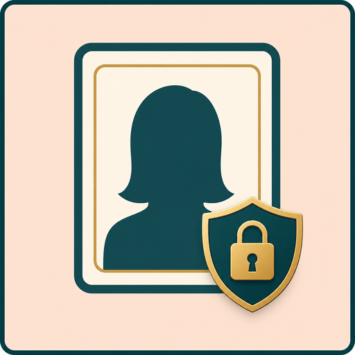 Icon showing a protected portrait for identity aware AI yearbook generation