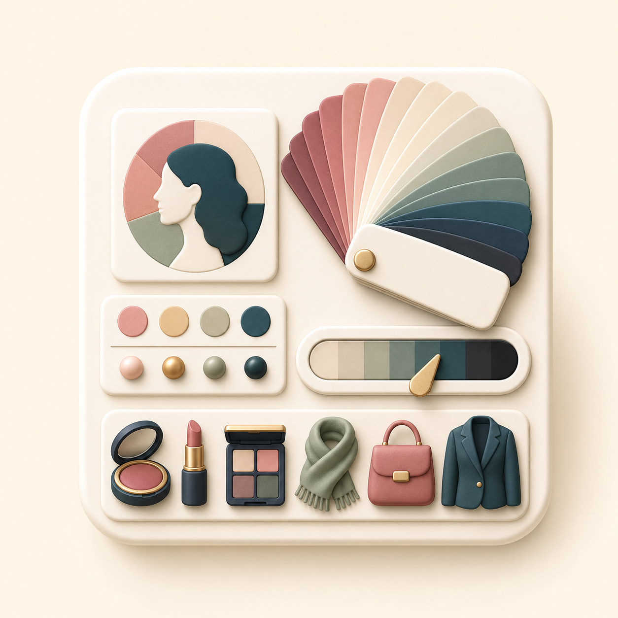 Icon showing a color analysis report with palette and undertone signals