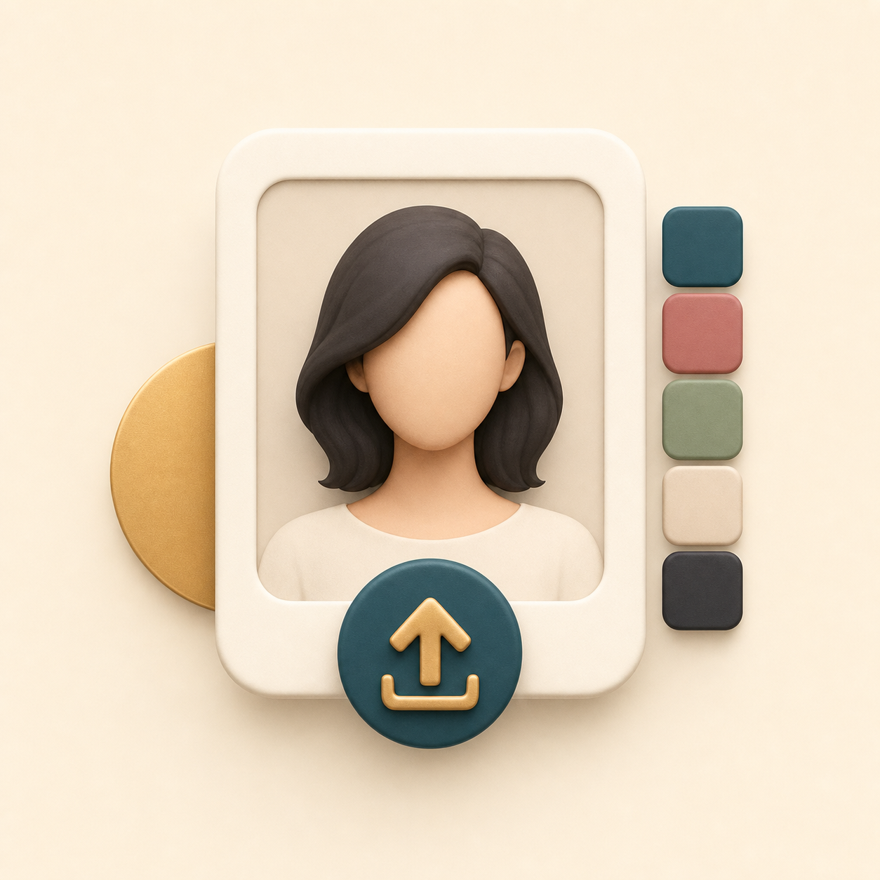 Icon showing one portrait upload and color swatches for AI color analysis