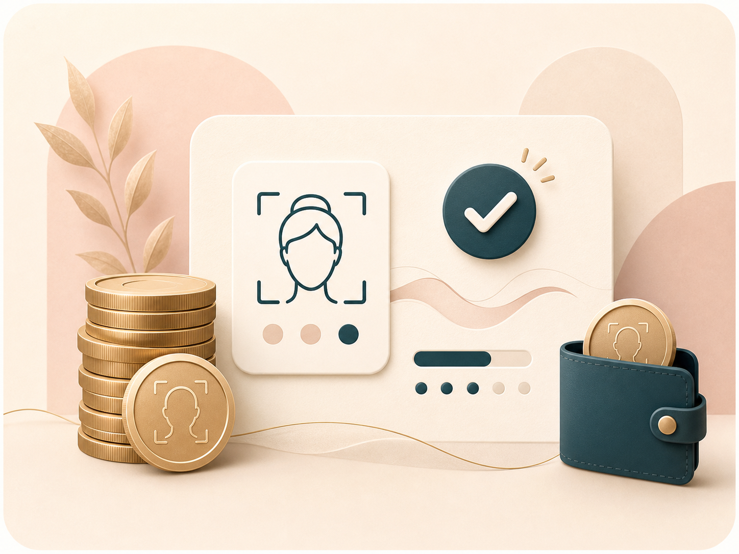 Illustration of credit tokens and a successful face comparison run