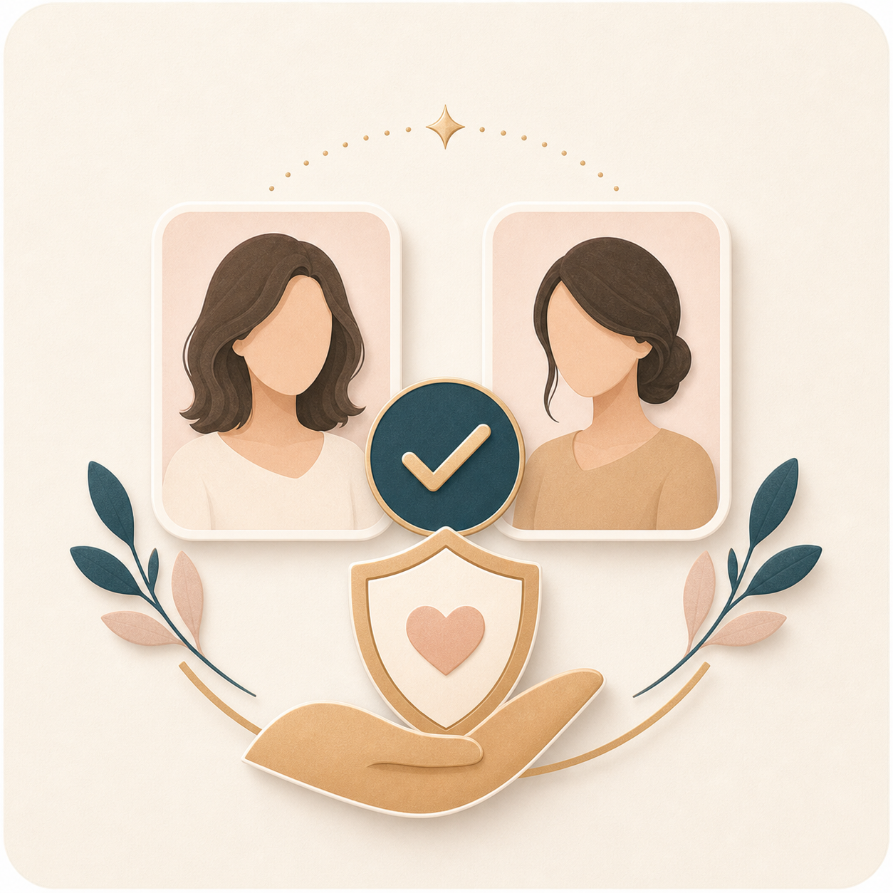 Icon showing a consent and care symbol for responsible face comparison use