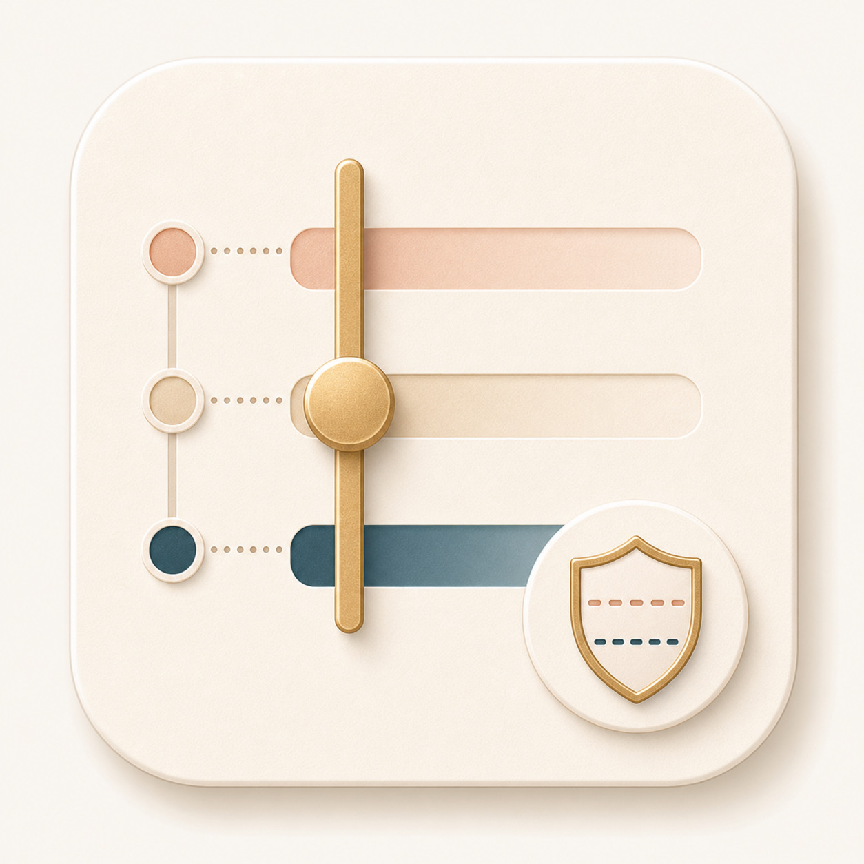 Icon showing threshold bands and a reference marker for careful face comparison context