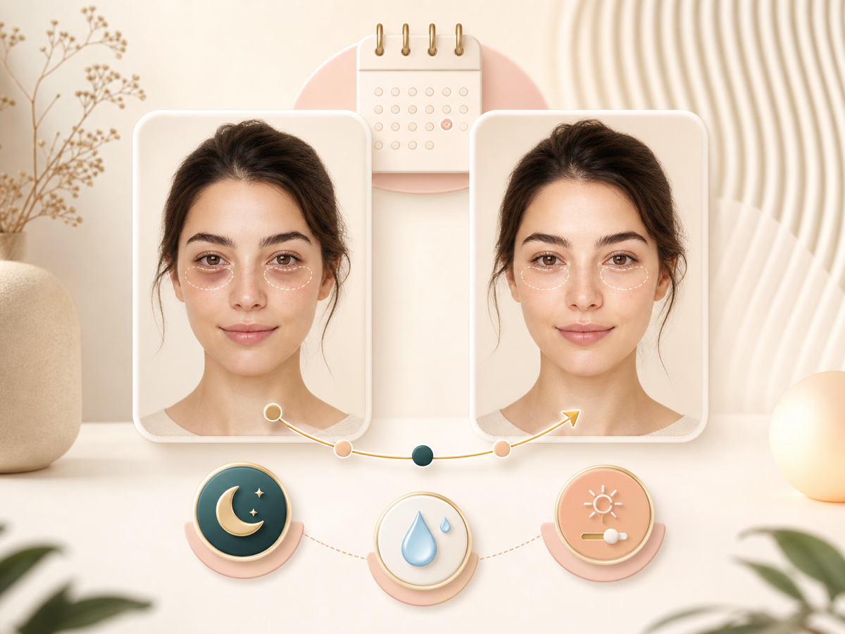 Personal under eye comparison cards over time