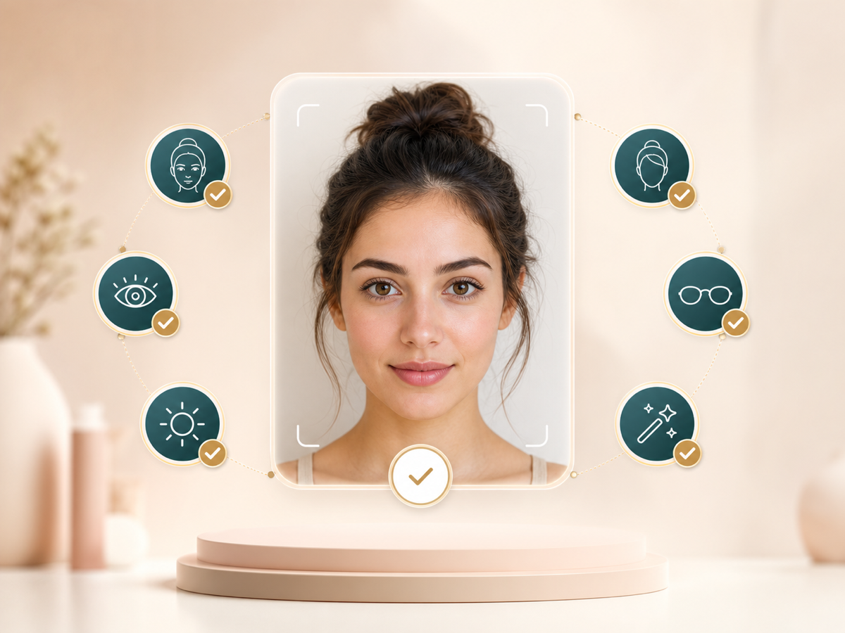 Photo quality checks for one clear face and visible eyes