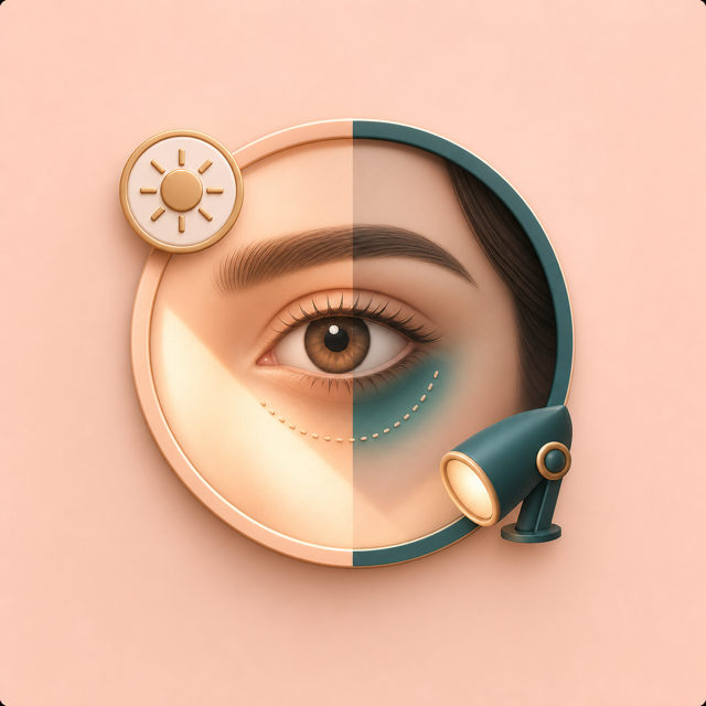Icon showing light and shadow context for under eye appearance