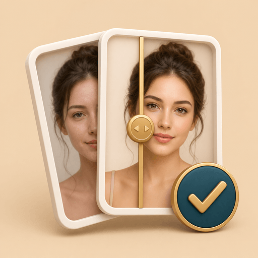 Icon showing two portrait cards with a comparison slider