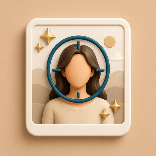 Icon showing a portrait card with a face focus ring for Face Enhancer