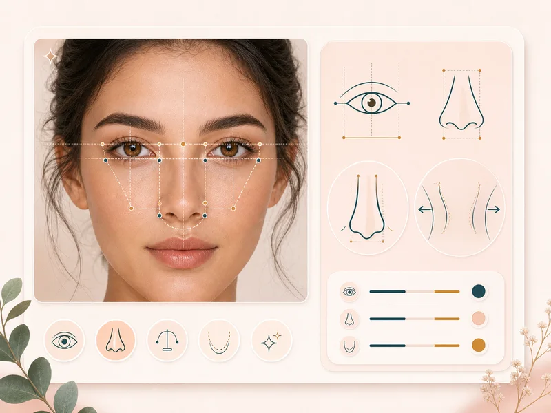 Illustration of eye and nose coordination guide lines on a portrait card