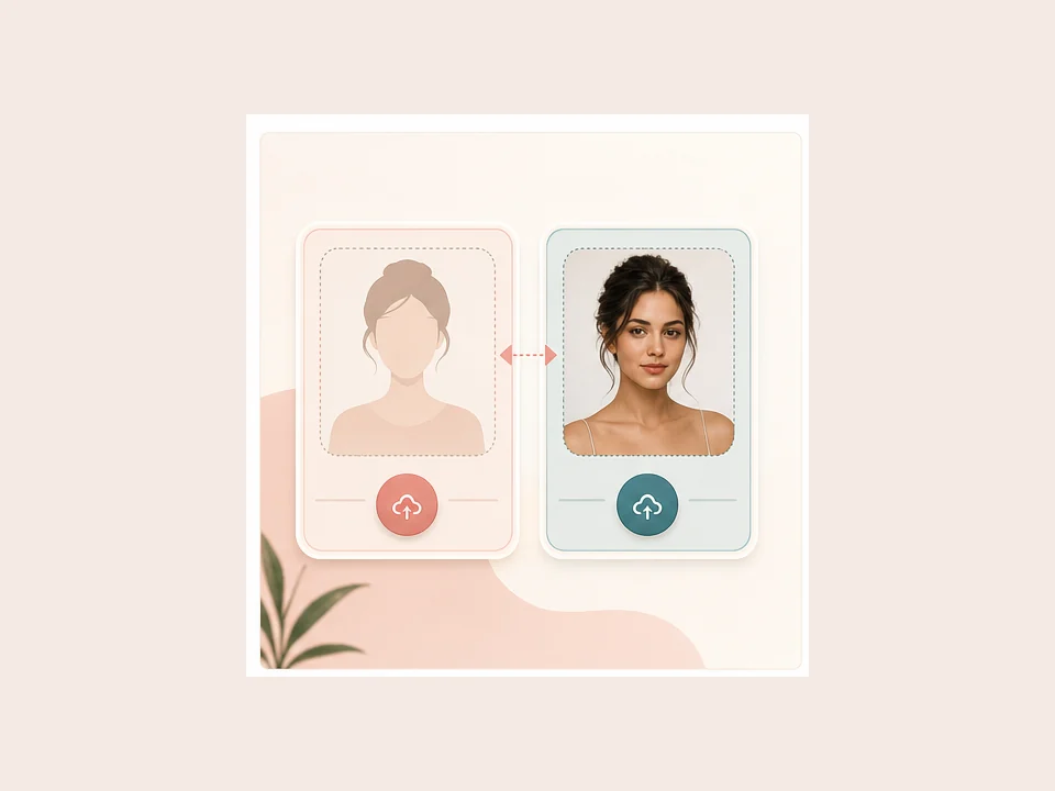 Illustration of template and source face uploads for a face morph tool