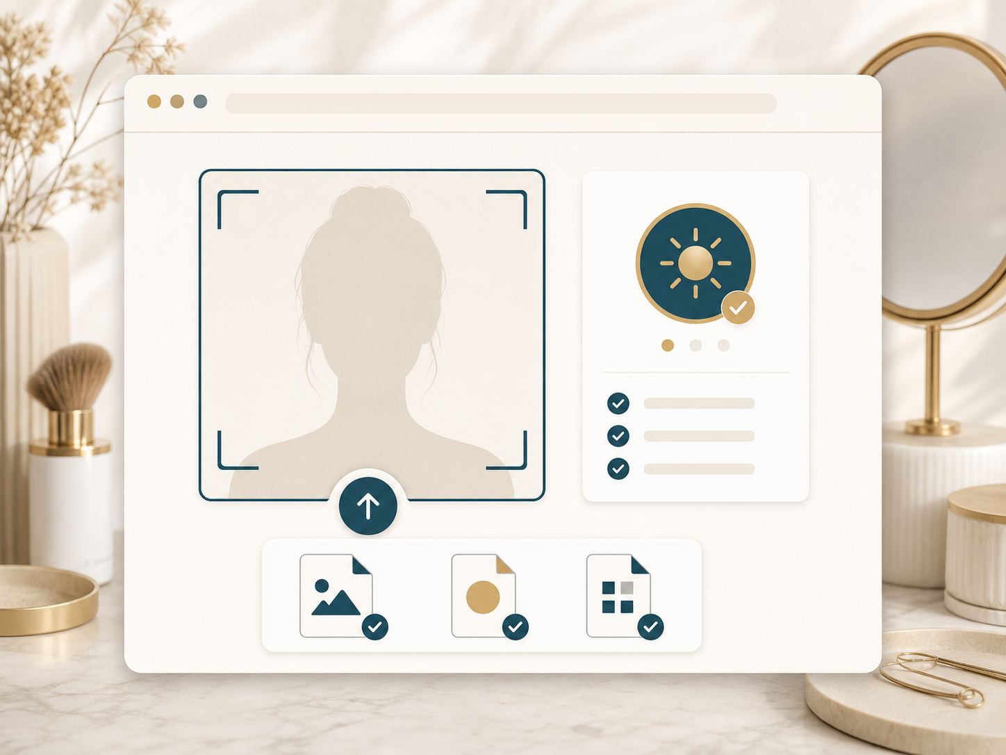 Illustration of clear portrait upload checks for an online face slimmer