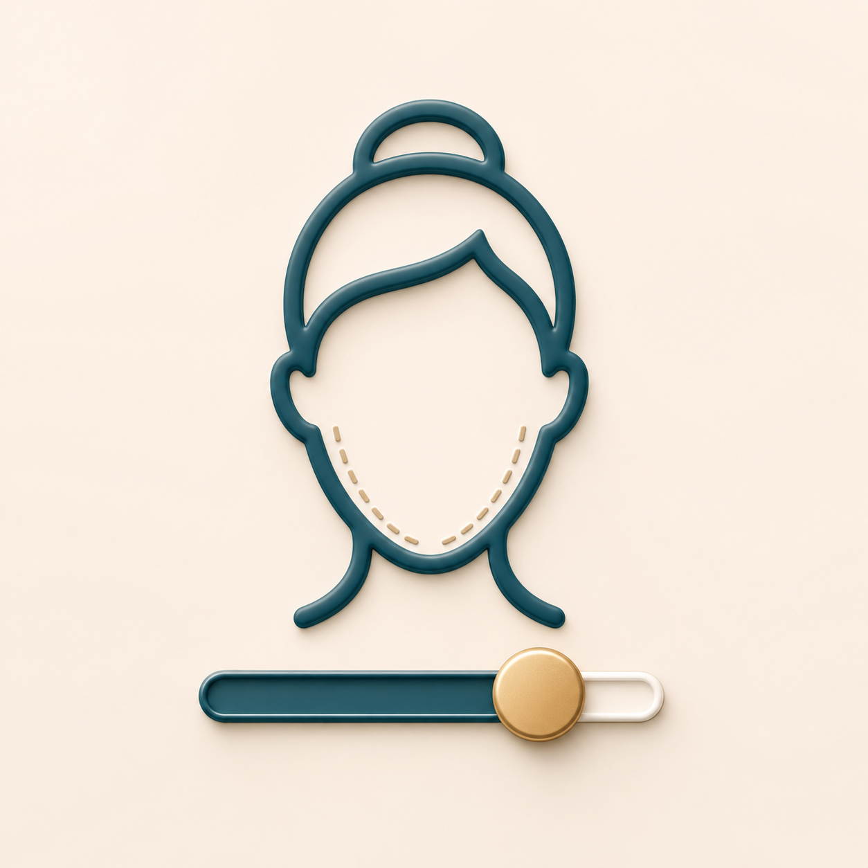Icon showing a face slimmer strength slider beside a portrait outline