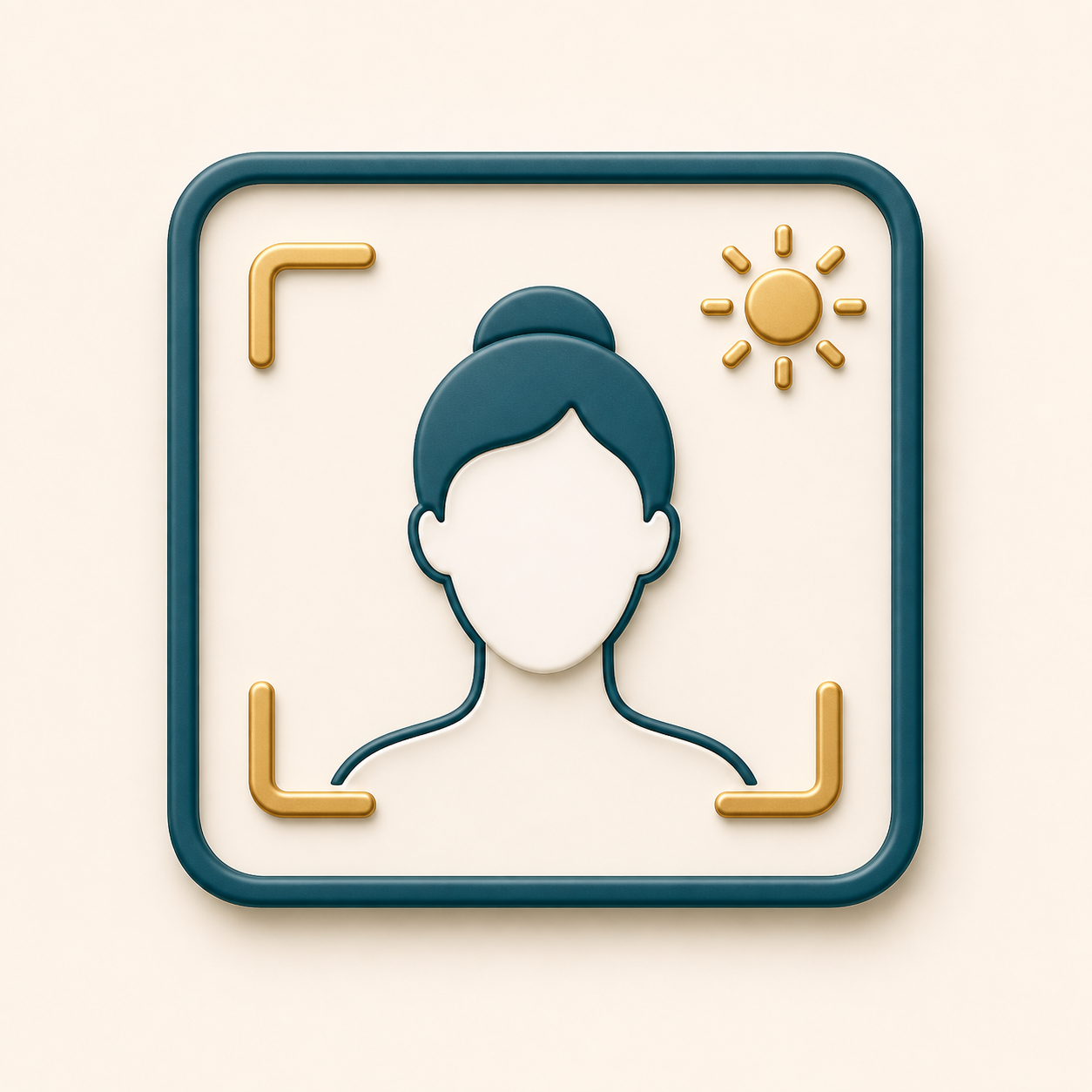 Icon showing face upload focus corners and lighting guidance