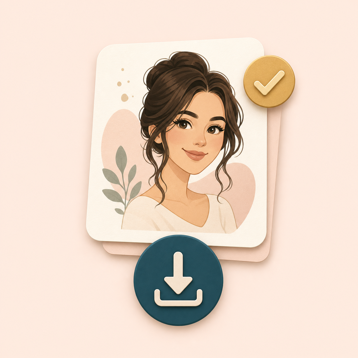 Icon showing a downloadable cartoon portrait result