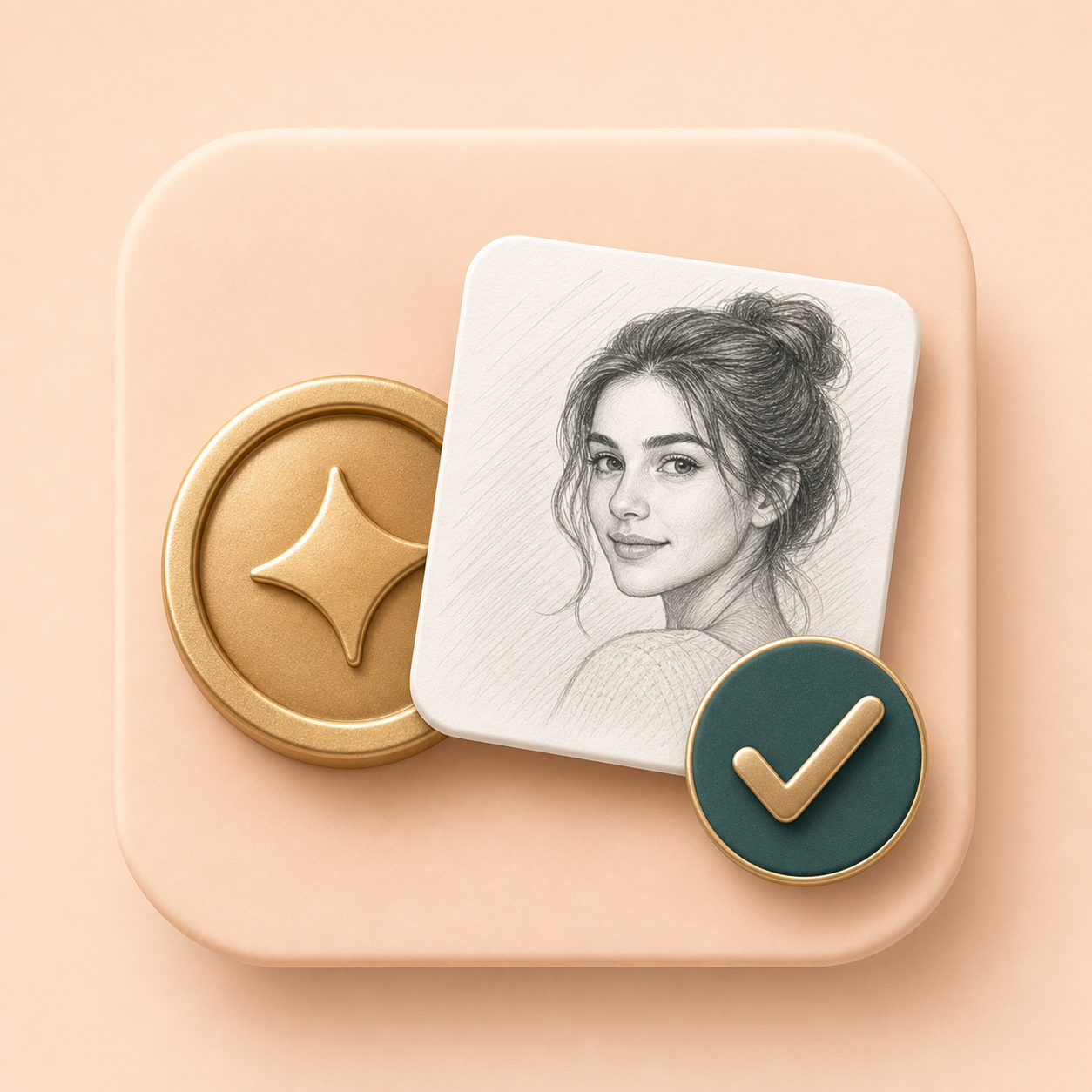 Icon showing credit tokens beside a successful sketch generation