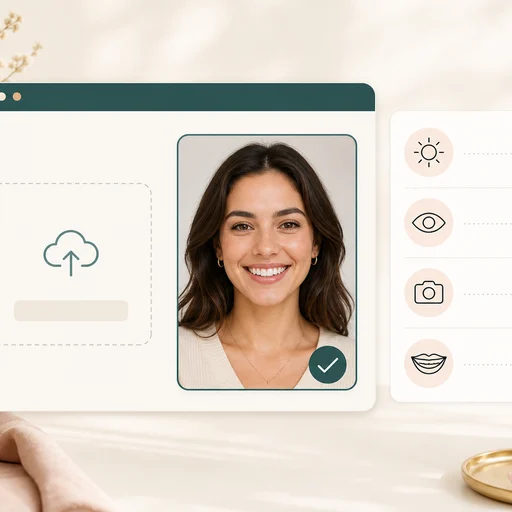 Icon showing one portrait upload card for a focused photogenic test workflow