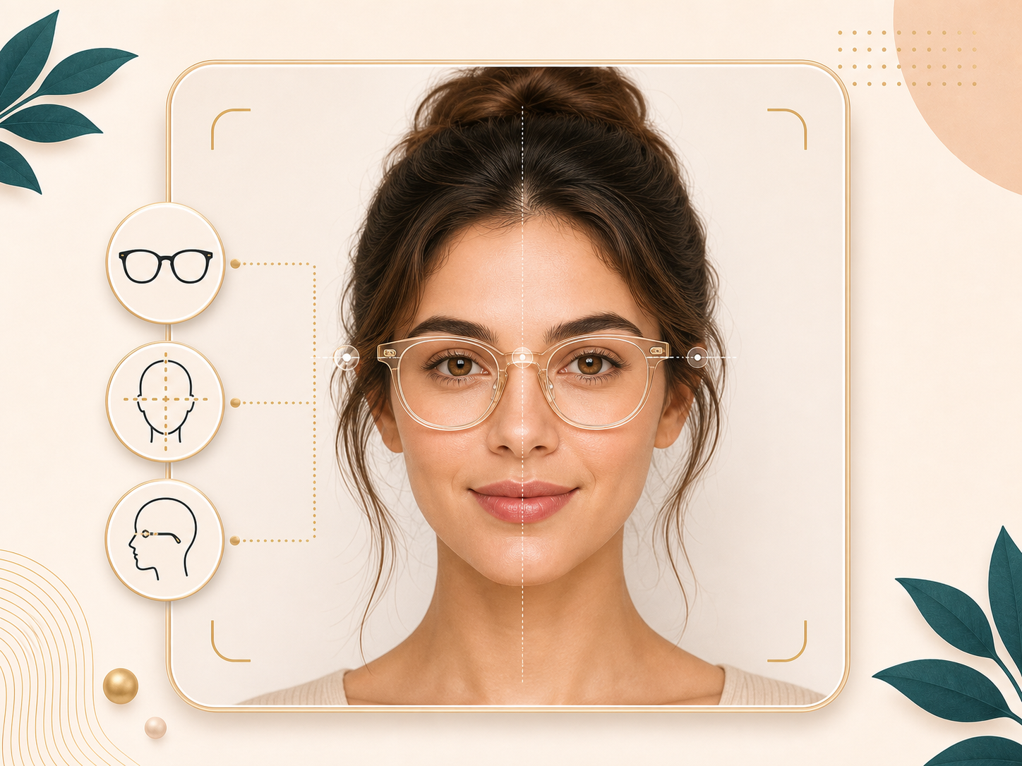 Clear eyeglasses aligned with eyes and nose bridge in a portrait preview