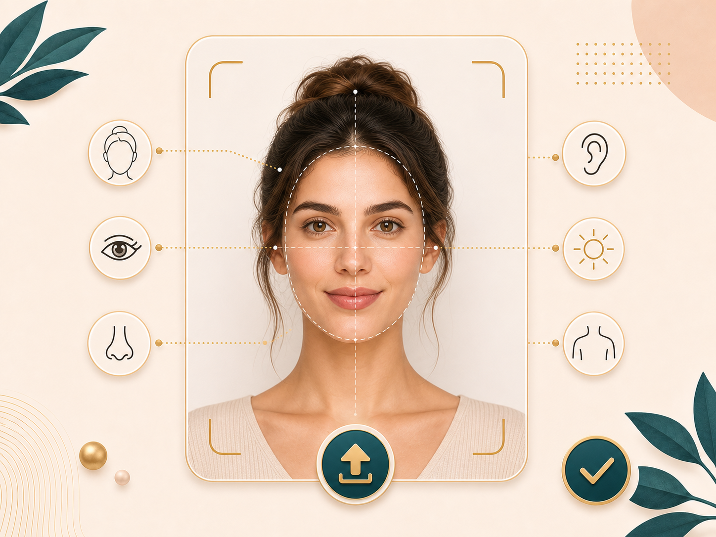 Portrait upload guidance for visible eyes, brows, nose bridge, and ears