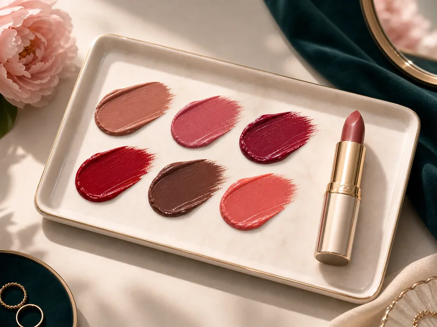 Six lipstick swatches for virtual lipstick try on shade presets
