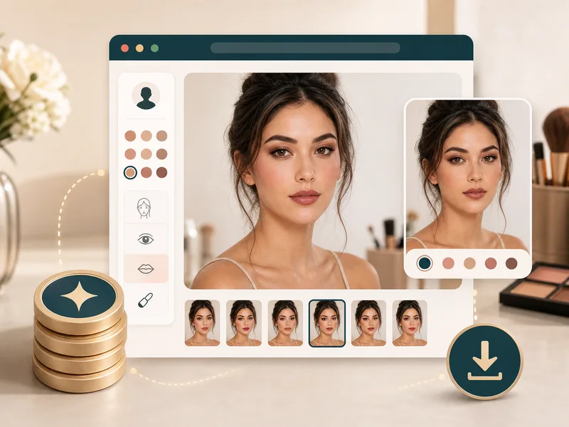 Credit based makeup generation and downloadable result preview